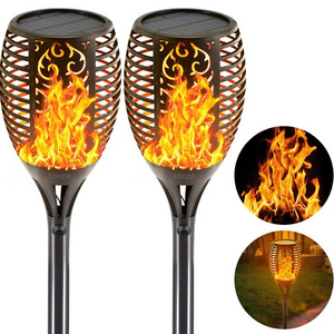 4 Packs Outdoor decorative landscape Fire Flickering dancing  96 solar led flame garden light for yard