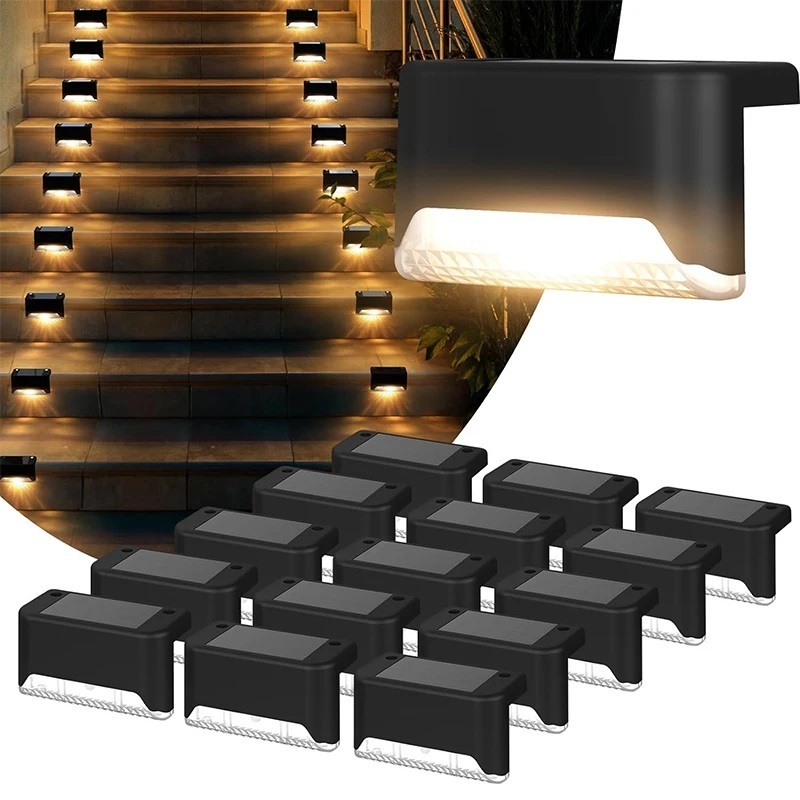 4 / 16 packs Outdoor abs led solar power stair step fence lamp solar led garden wall lights