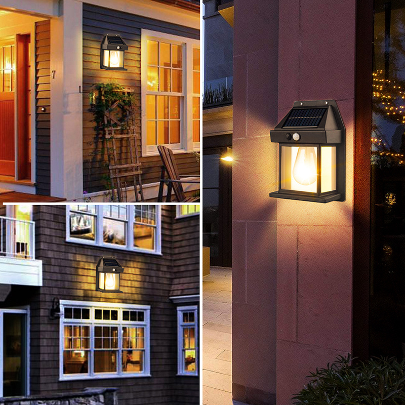 Tungsten bulb solar wall lamp led solar outdoor garden wall light with sensor wireless ip65