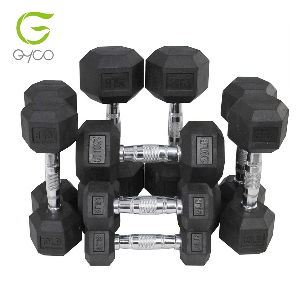 Uk Manufacturer Fitness Free Weights Rubber Wholesale 20Kg Dumbel Gym Training Weight Lifting Hex Dumbbell Set For Gym