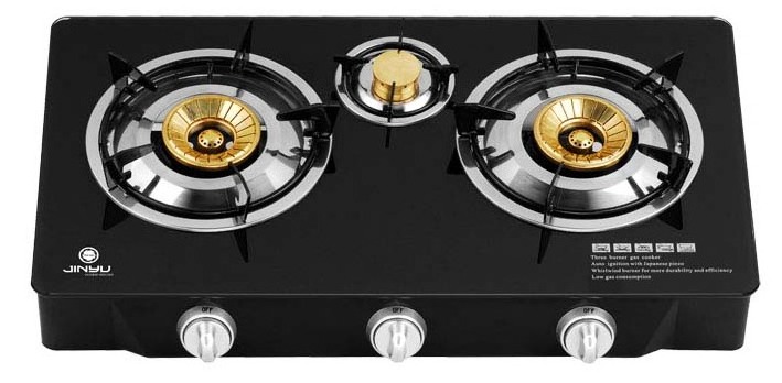 3 Burner Household Glass Cooktops Table Top Gas Stove and Oven Gas Cooker  90mm/40mm