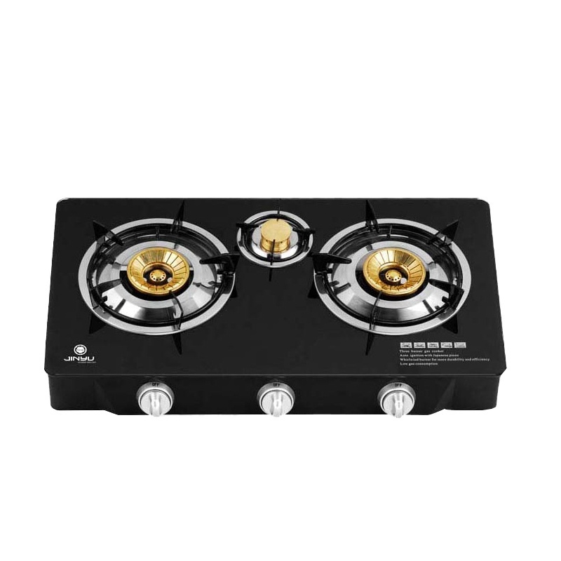 3 Burner Household Glass Cooktops Table Top Gas Stove and Oven Gas Cooker  90mm/40mm