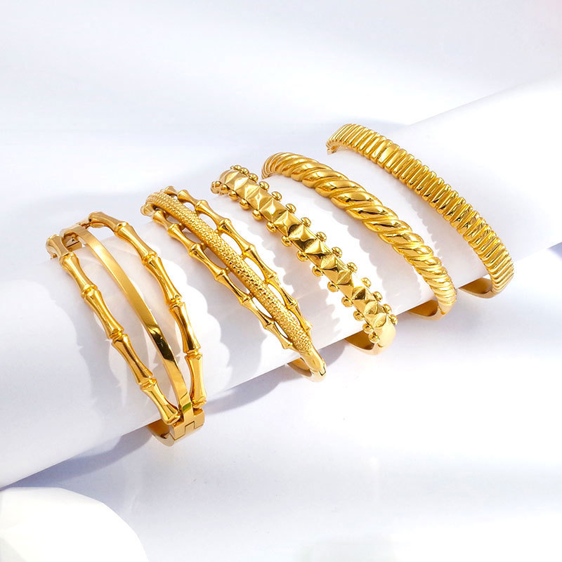 Wholesale Trend High polished bangles stainless steel designer Bracelets ladies accessories jewelry Bamboo Bangles Jewelry Gift