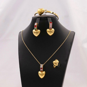 Stainless Steel Jewelry Sets 18k Gold Plated Indian Jewelry Set Wholesale Luxury Earring Trendy Jewelry 18k Gold For Women Set