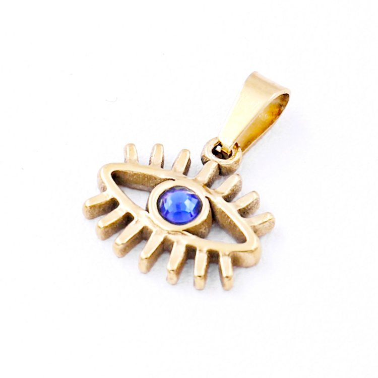 2022 Fashion Turkish Jewelry Accessories 18K Gold Plated Blue Zircon Evil Pendant Charms for Necklace Eye Pendant Accessories