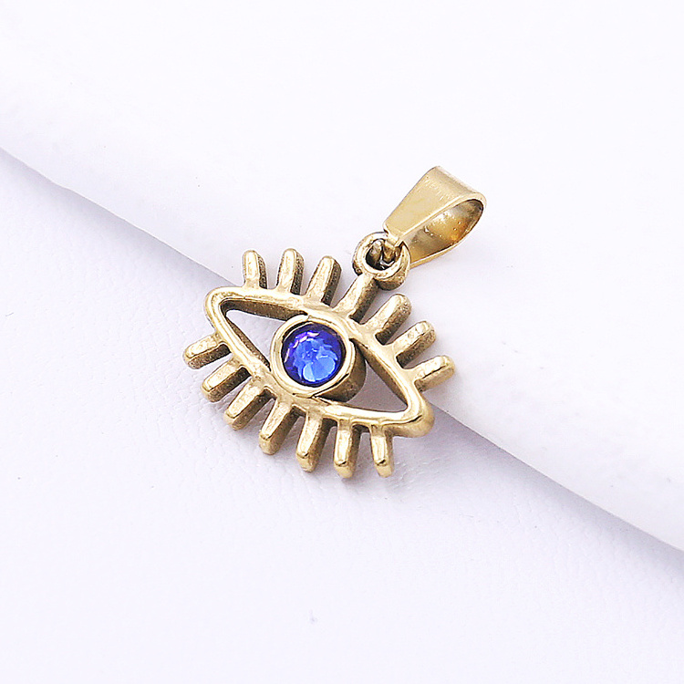 2022 Fashion Turkish Jewelry Accessories 18K Gold Plated Blue Zircon Evil Pendant Charms for Necklace Eye Pendant Accessories