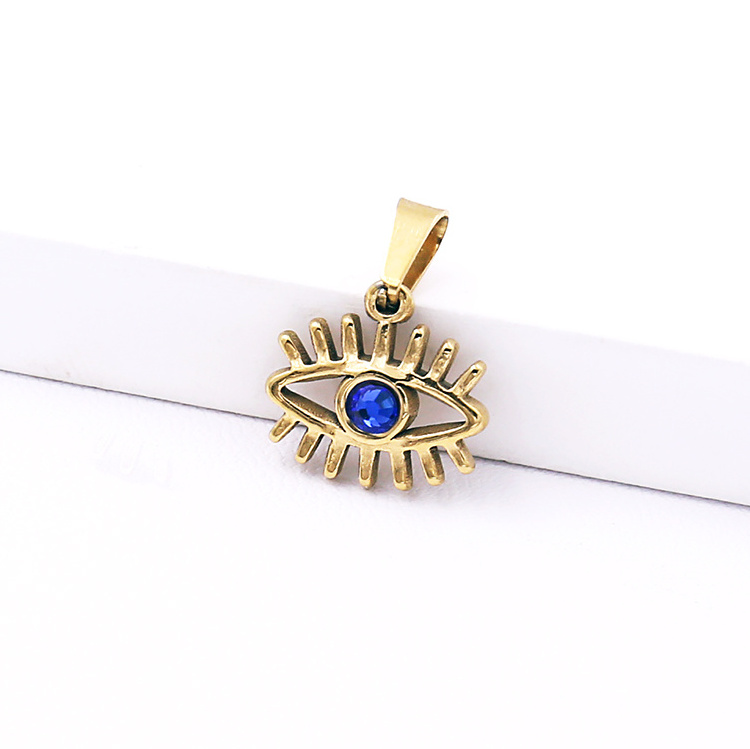 2022 Fashion Turkish Jewelry Accessories 18K Gold Plated Blue Zircon Evil Pendant Charms for Necklace Eye Pendant Accessories