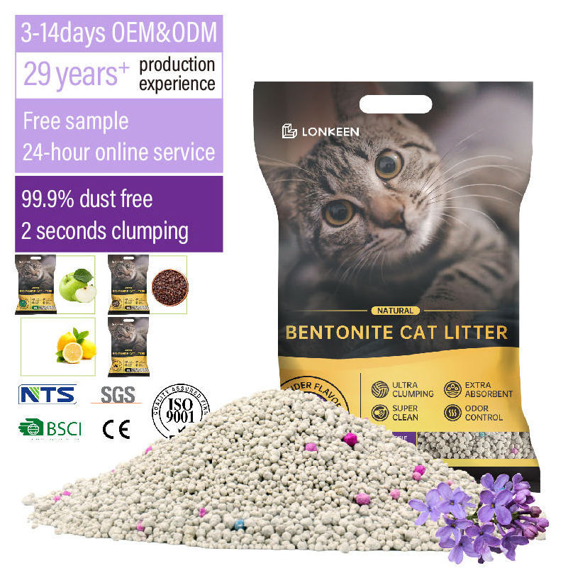 New Product Custom Fresh Litter 10L Lavender Scent Easy Clean Scoop Dust Free Strong Clumping Bentonite Cat Litter Sand