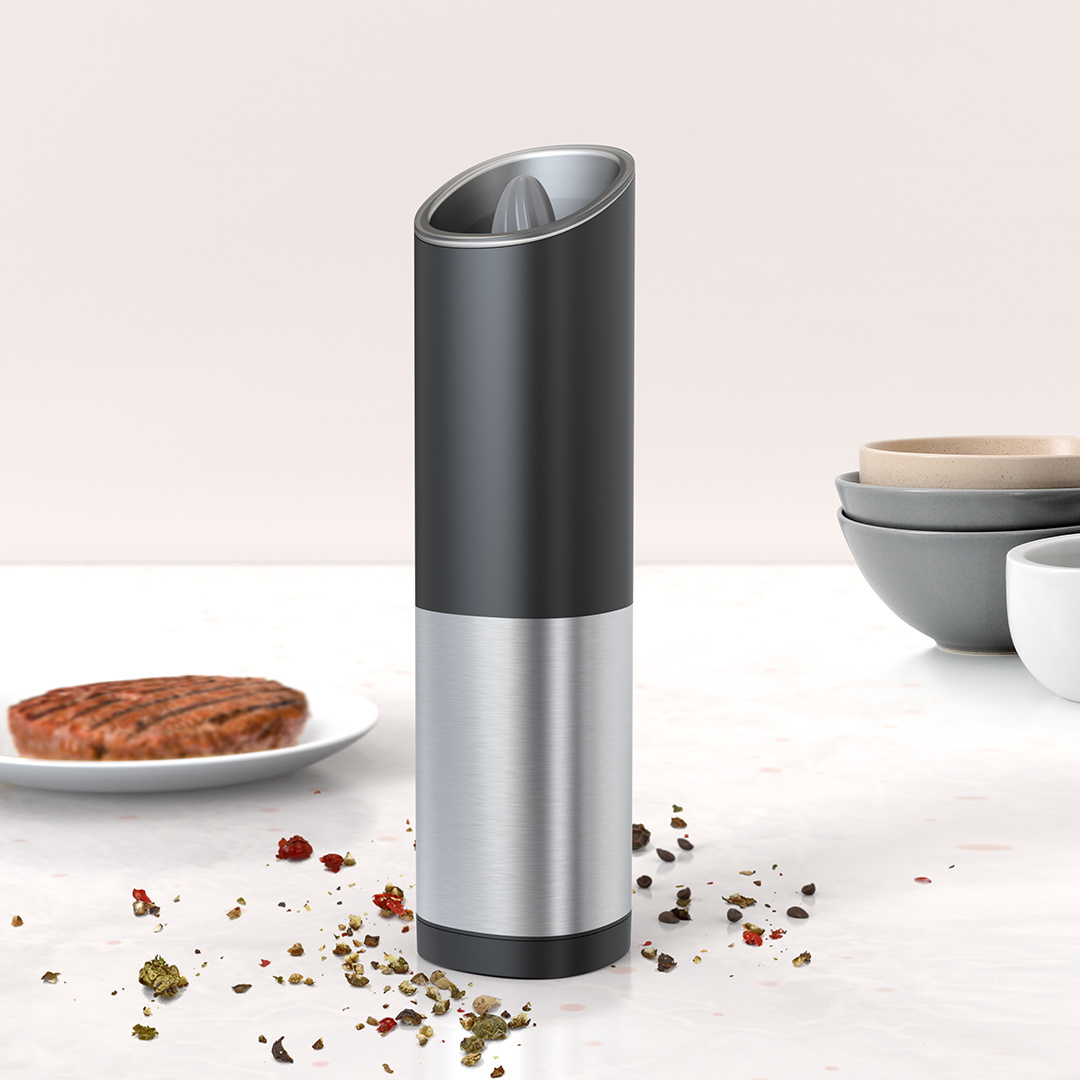 Adjustable Coarseness, One Handed Operation Gravity Electric Pepper Grinder or Salt Grinder Mill