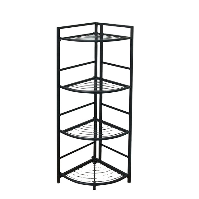 Four Layers shelf-Folding Metal Shelf-Small Space Solution Home,Kitchen,Bathroom and Office Shelving-Corner Shelf