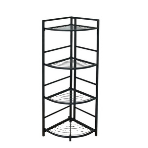 Four Layers shelf-Folding Metal Shelf-Small Space Solution Home,Kitchen,Bathroom and Office Shelving-Corner Shelf