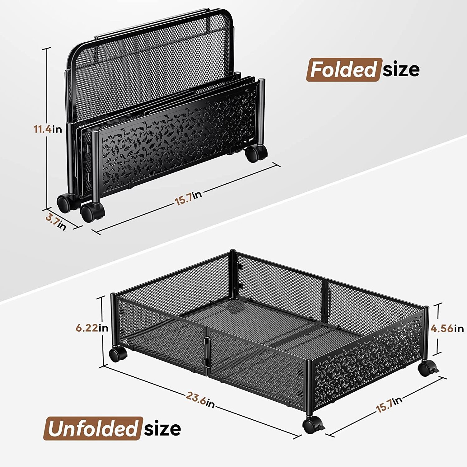 Free-Installation foldable Metal Under Bed Storage Containers Shoes Clothes Blankets Organizer Under Bed Storage With Wheels