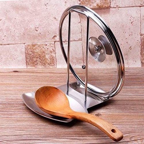 Spoon Rest for Pots and Pans Progressive Lid and Spoon Shelf 304 Stainless Steel Pan Lid Organizer