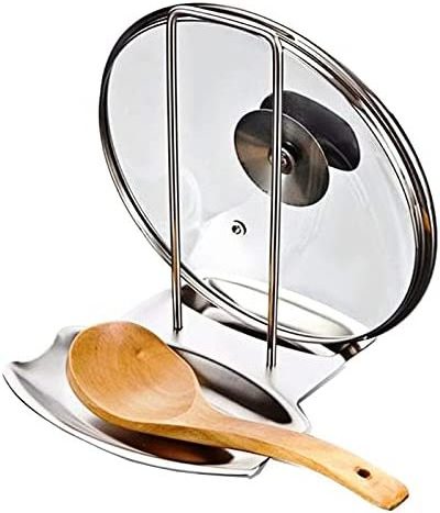 Spoon Rest for Pots and Pans Progressive Lid and Spoon Shelf 304 Stainless Steel Pan Lid Organizer