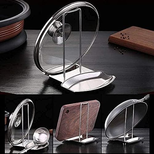 Spoon Rest for Pots and Pans Progressive Lid and Spoon Shelf 304 Stainless Steel Pan Lid Organizer