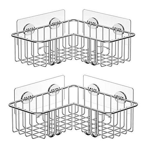 Bathroom  304 Stainless Steel 2-Pack Corner Adhesive Shower Caddy Hanging