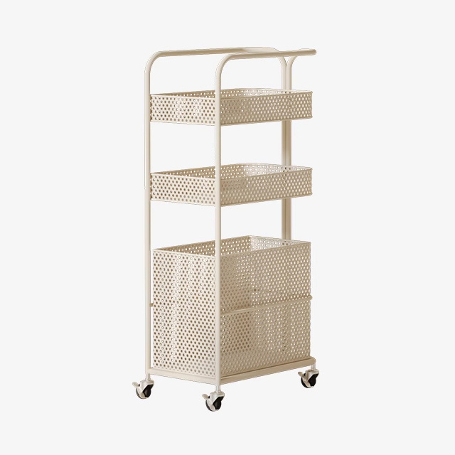 Multi-layer bathroom move narrow slit trolley shelf cream network simple bathroom lundury storage rack with handcart