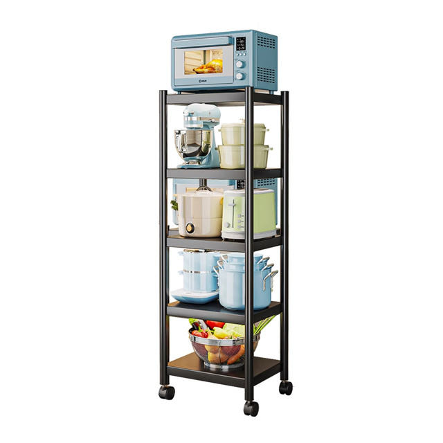 Metal Shelves Standing Unit for Kitchen Living Room Garage Office Black 5 Tier Heavy Duty Storage Shelf Rack