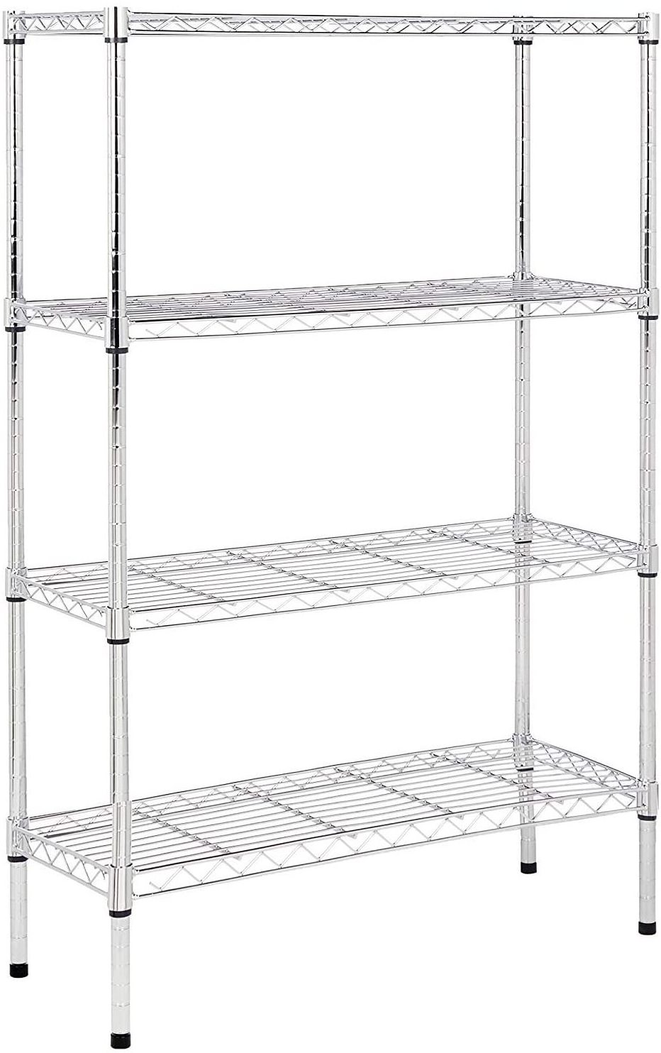 Kitchen Grocery Chrome Wire Shelving 4-shelf Chrome Plated Metal storage Rack Shelf