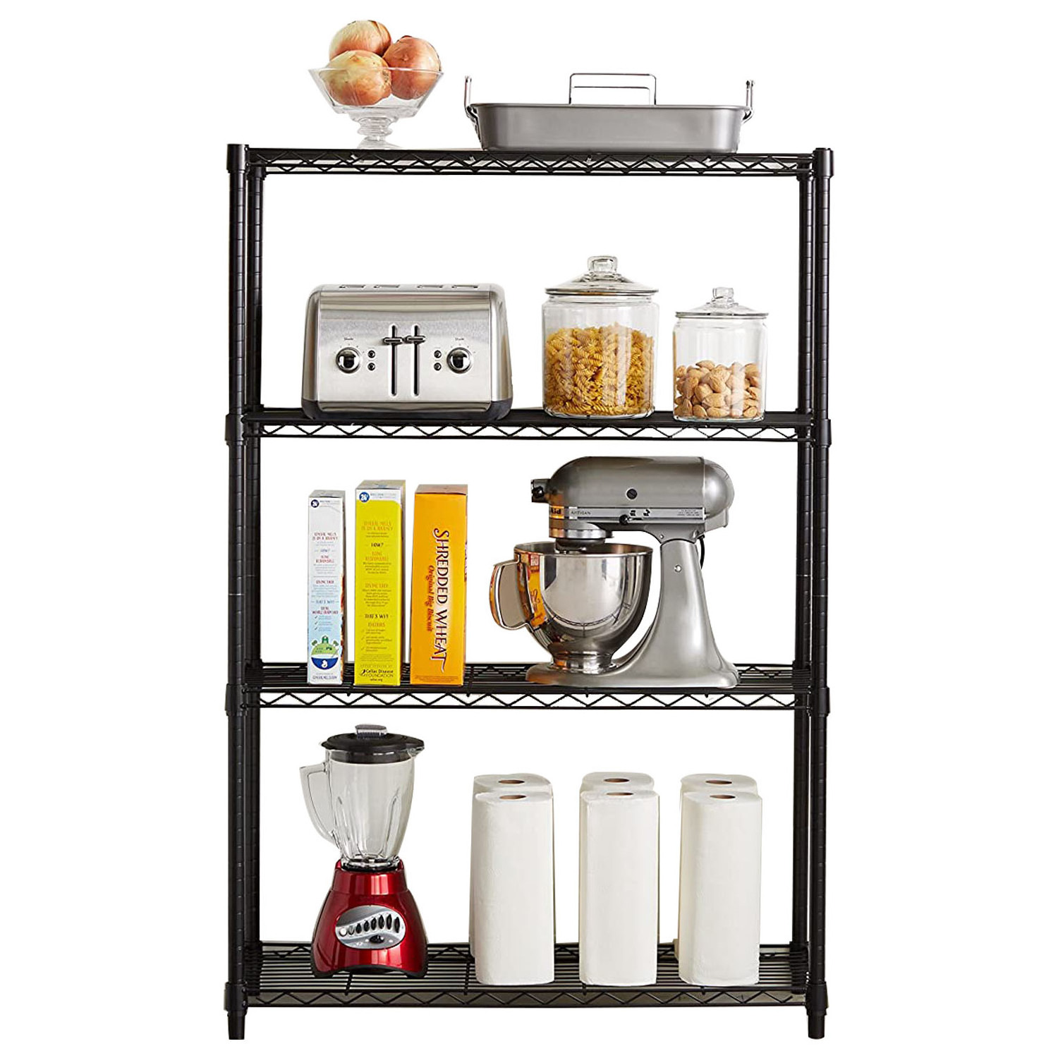 Kitchen Grocery Chrome Wire Shelving 4-shelf Chrome Plated Metal storage Rack Shelf