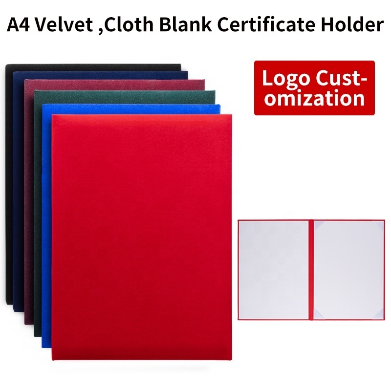 Maroon Velvety Certificate Holder File Folder,Black Forest Velvet Diploma Customized Certificates Cover,Navy Blue Velvet Folder