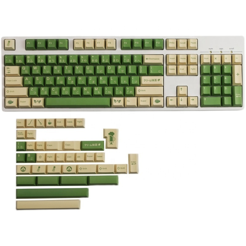 GMK Cream Matcha Keycaps PBT DYE- Sublimation 142 Keys Cherry Profile Mechanical Keyboard Keycap For MX Gateron Kailh Switch