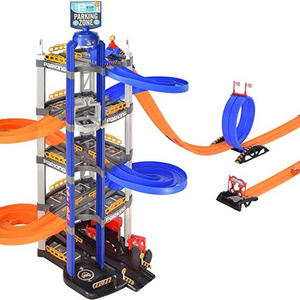 5-Level Garage Toy Set  Race Car Track Sets Toy Vehicle Play sets with Double-Track Ramp & Elevator Car Parking lot toys