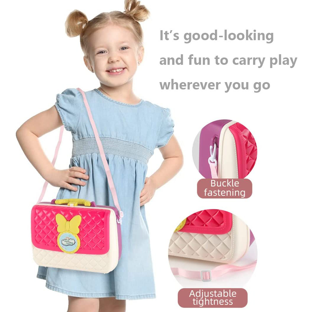 Kids Make Up Kit Fashion Little Girls Princess Dress Up Handbag Cosmetic Case Toys Beauty Set