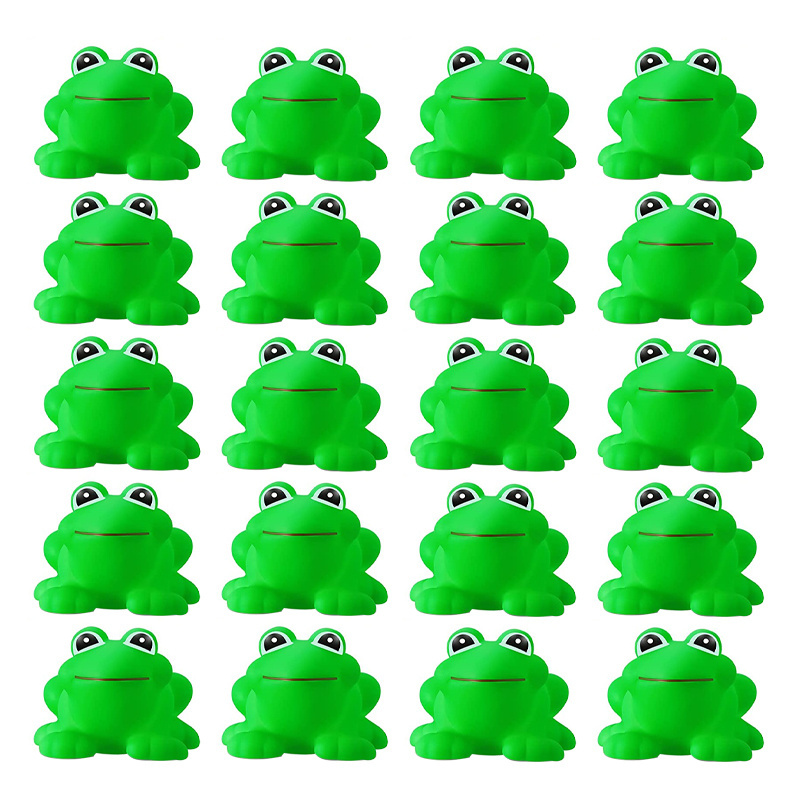 Wholesale 20pcs Non Toxic PVC Mini Animal Rubber Frogs Squeak Floating Bath Toy Set for Kids Bathtub Toys Party Decoration