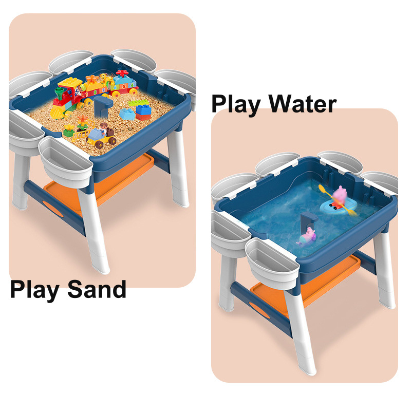 Kids Multi Activity Table Set Toddlers Double-Sided Piano Keyboard & Building Blocks Game Play Table with Stool Storage