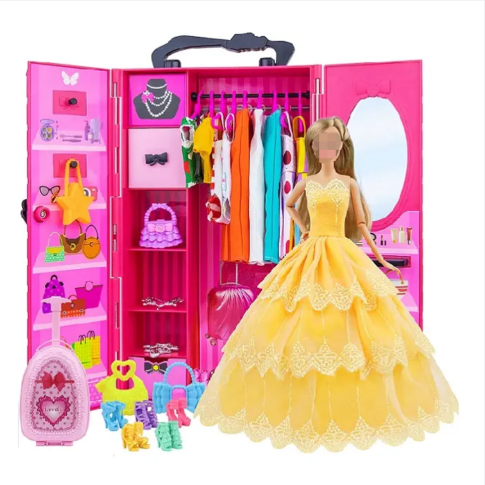 New Fashion Beautiful Princess Doll Closet Wardrobe Jointed Doll Toys Set , 11 Inch Doll Toy For Girls