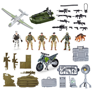 Kids Play Deluxe Military Base Playsets Plastic Soldiers Army Men Action Figure Airplane Boat Toy Set