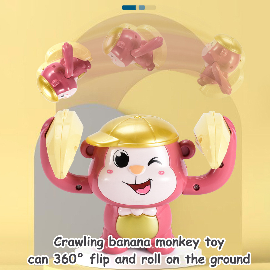 Infant Sensing Electronic Musical Flipping Rolling Banana Monkey Crawling Baby Toy with Music Led Light Up