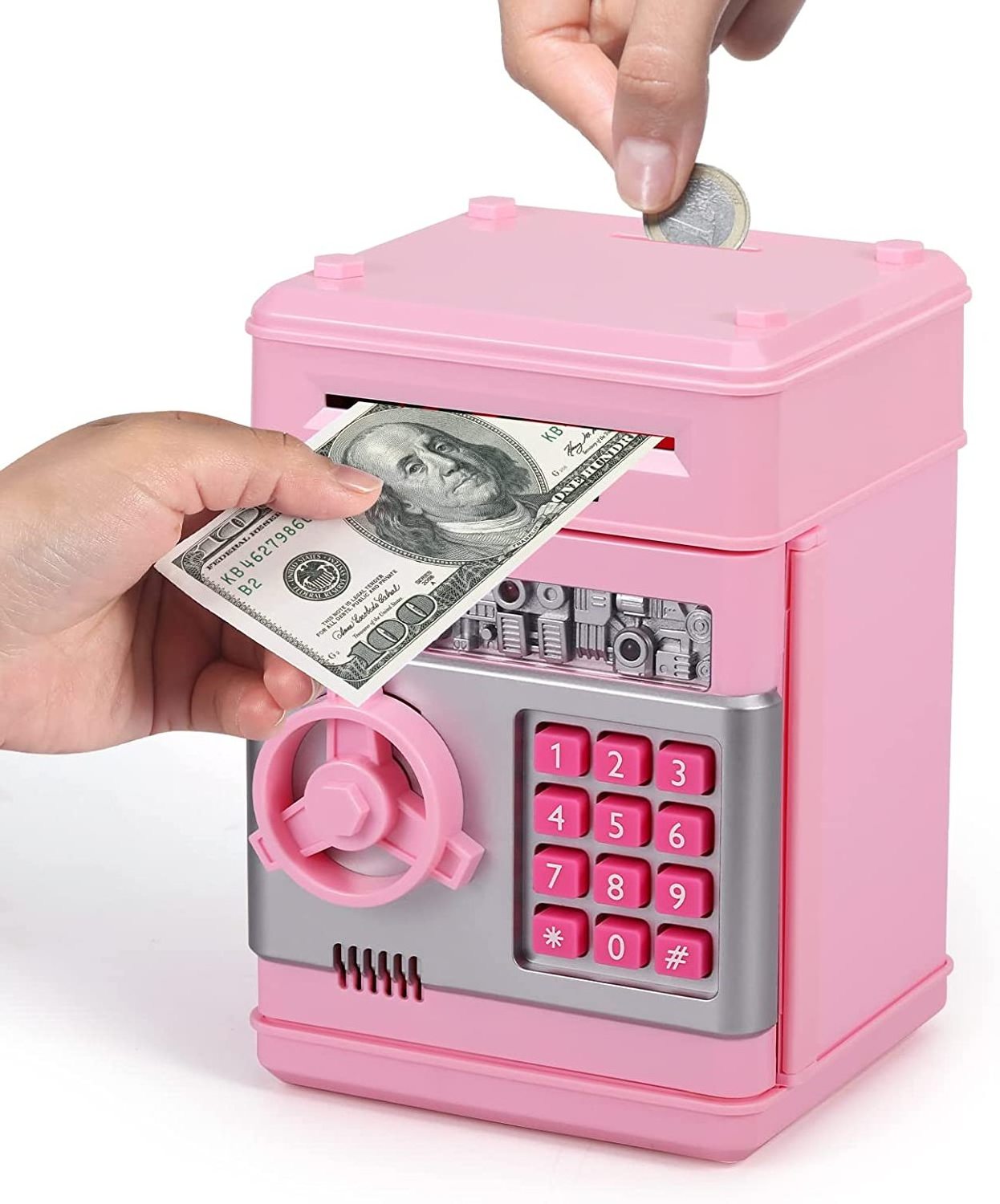 Children Safe Saving Box Electronic Mini Password Atm Machine Piggy Bank for Real Money for Kids