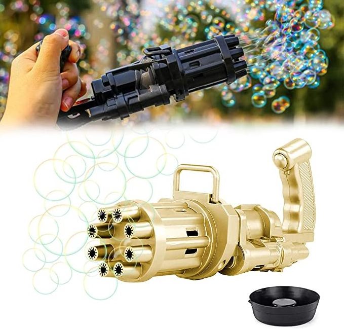 Automatic Bubble gun for Kids ,8-Hole Huge Amount Bubble Maker Gatling Style Bubble Machine Outdoor Toys