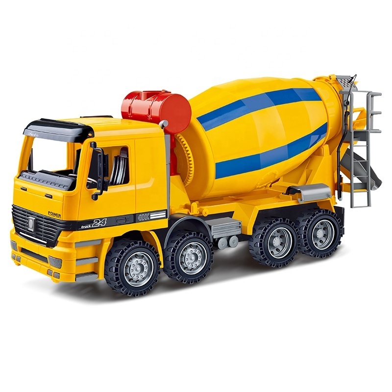 1:22 Plastic Friction concrete Mixer Truck Heavy Cement Construction Toy Vehicle