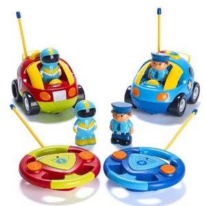 kids Cartoon R/C 2 channel Police Car and Race Car Radio Control Toys for Kids