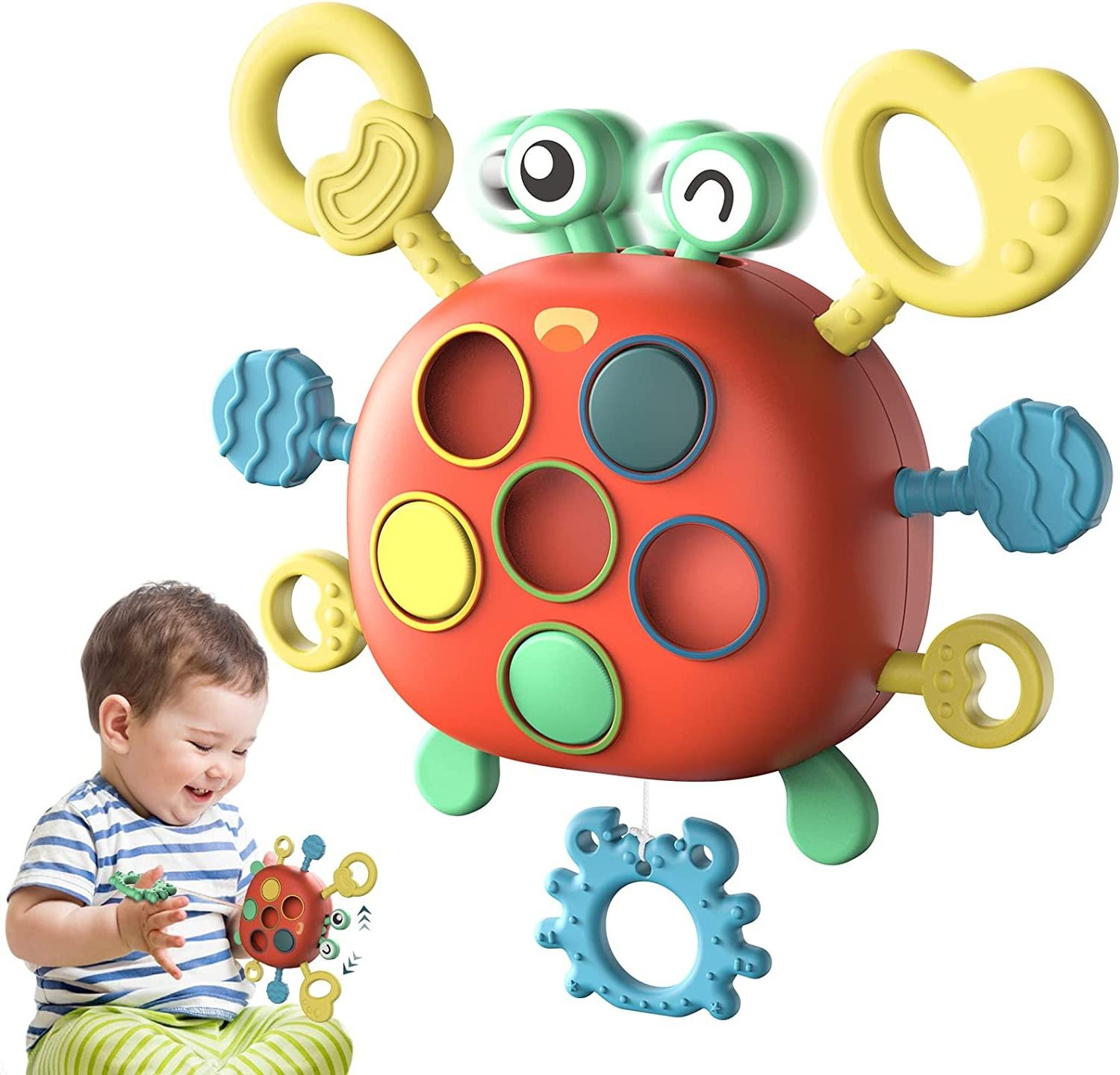 Baby Toys Montessori  Sensory Toys for Toddlers Infants Toys Pull String crab Activity Motor Skills for Birthday Gifts