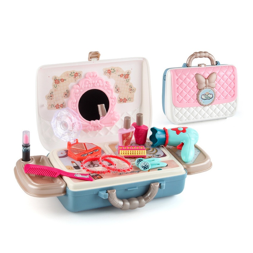 Kids Make Up Kit Fashion Little Girls Princess Dress Up Handbag Cosmetic Case Toys Beauty Set