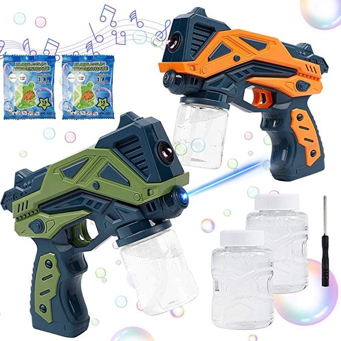 Bubble Guns with 2 Bottles Bubble Solution Refill Bubble Maker Blower for Kids