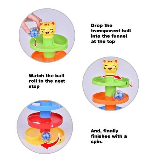 Cat Ball Drop Toys for Baby and Toddler, Learning Tower, Drop and Go Ramp  Baby Activity Center Educational