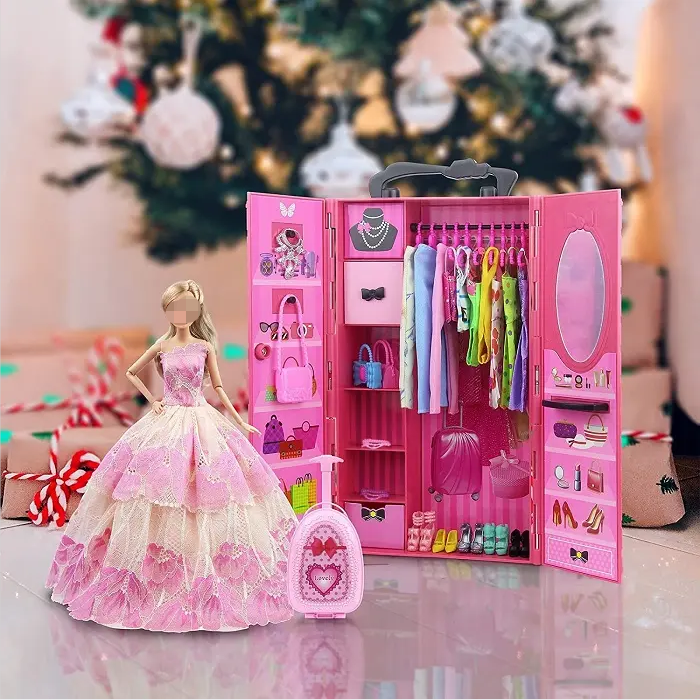 New Fashion Beautiful Princess Doll Closet Wardrobe Jointed Doll Toys Set , 11 Inch Doll Toy For Girls