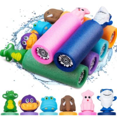 6 Pack Animal Water Soaker Guns, Water Gun Pool Toys Foam Noodles Pump Water Squirt Guns for Kids Adults