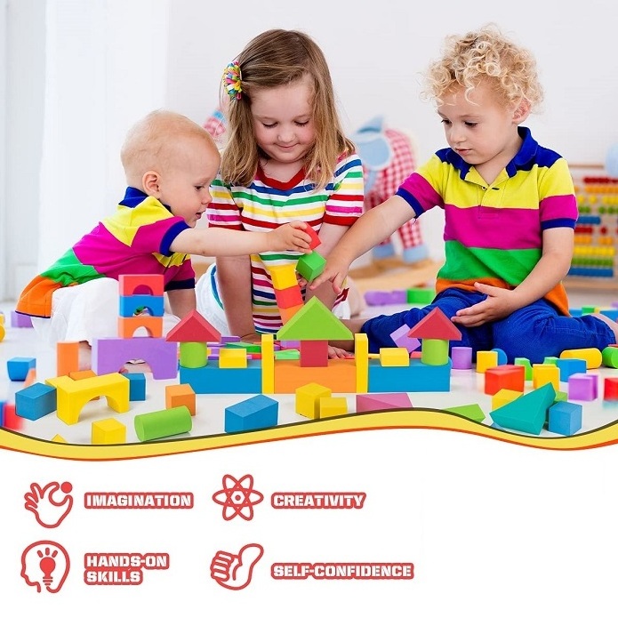 Educational Stackable Block Play Set EVA Foam Building Blocks for Kids Large Soft Blocks