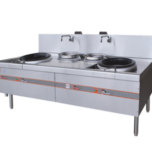 JINZAO ECR-2-GK(E)-N Commercial Chinese Work Stove Environmental Gas stove with 2-burner, 2 steam pots, 2 swing faucets