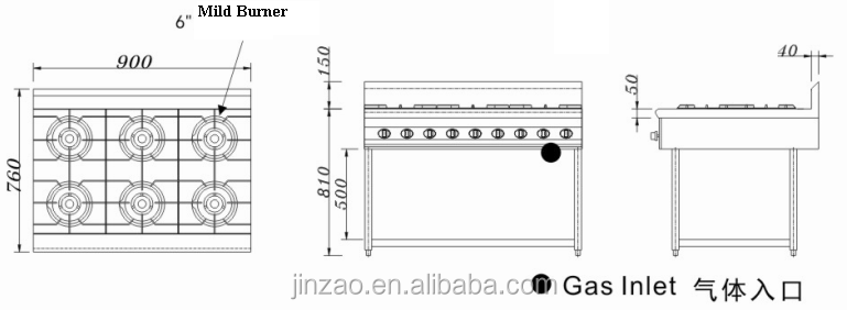 JINZAO OFP-6D(S)-N Chinese Restaurant Clay Pot Stove 6-head Pot burner Stove Commercial Usage Cooktops/Cookers Green Kitchen