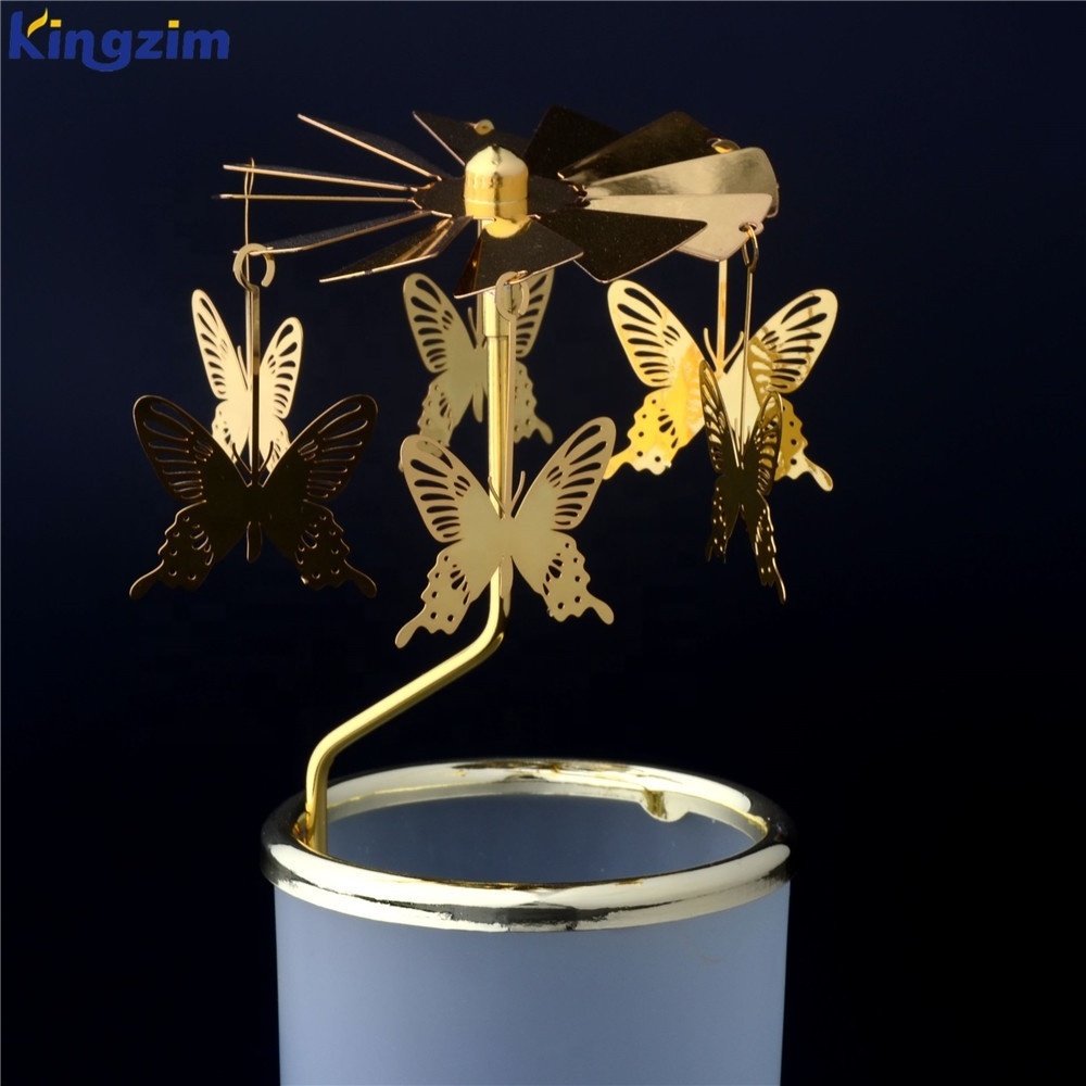 Scandinavian design butterfly spinning rotary glass tealight candle holder for home decor