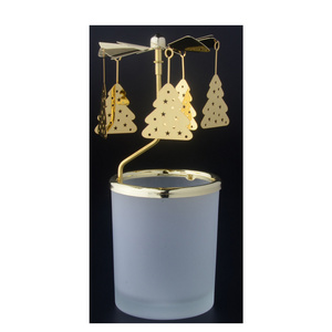 Christmas tree rotates around matte clear candle vessels frosted glass votive candle holders for home decor Haodexin