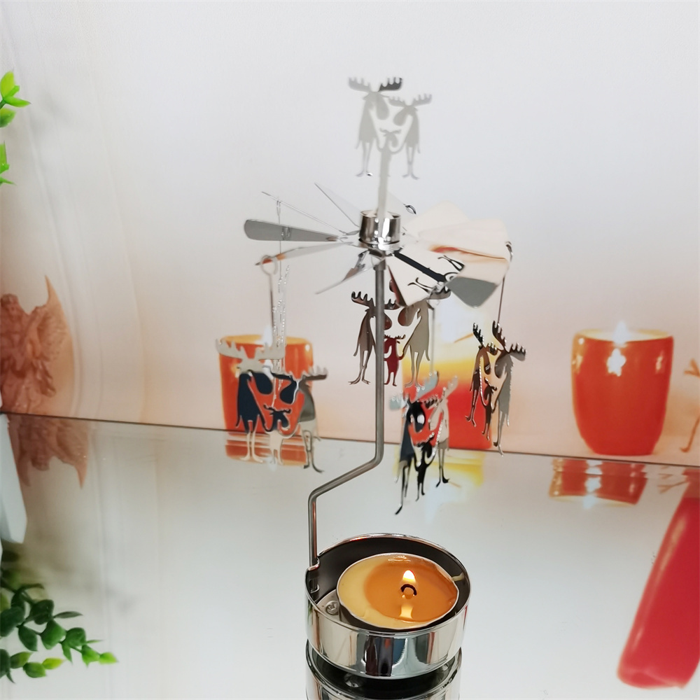 Custom carousel candle rotating windmill Rotary candle holder spinning tea light candlestick for Christmas Festival Gifts