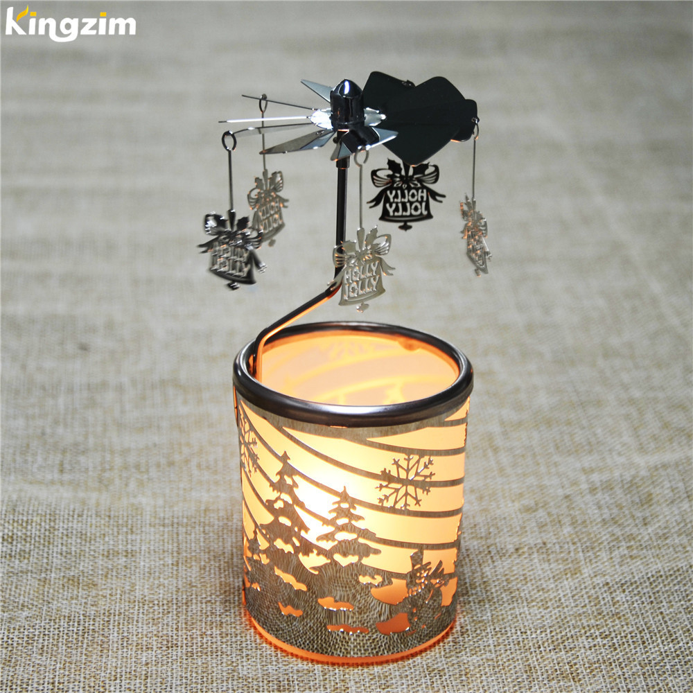 Home Decoration Candlestick Rotating Carousel Spinning Candle Tealight holders rotating candle holder